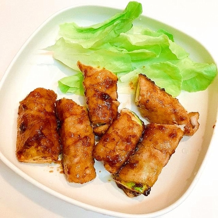 夏野菜の豚バラ巻き焼肉のタレ炒め